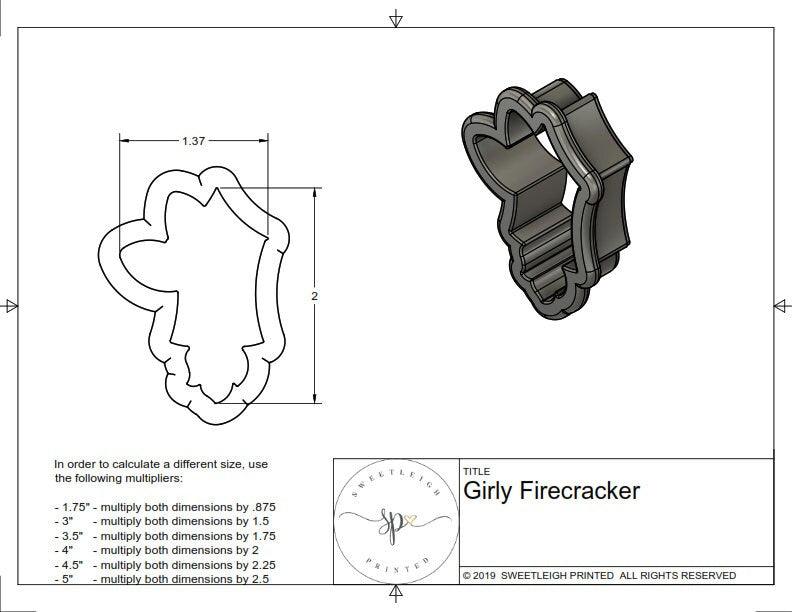 Girly Firecracker Cookie Cutter - Sweetleigh 