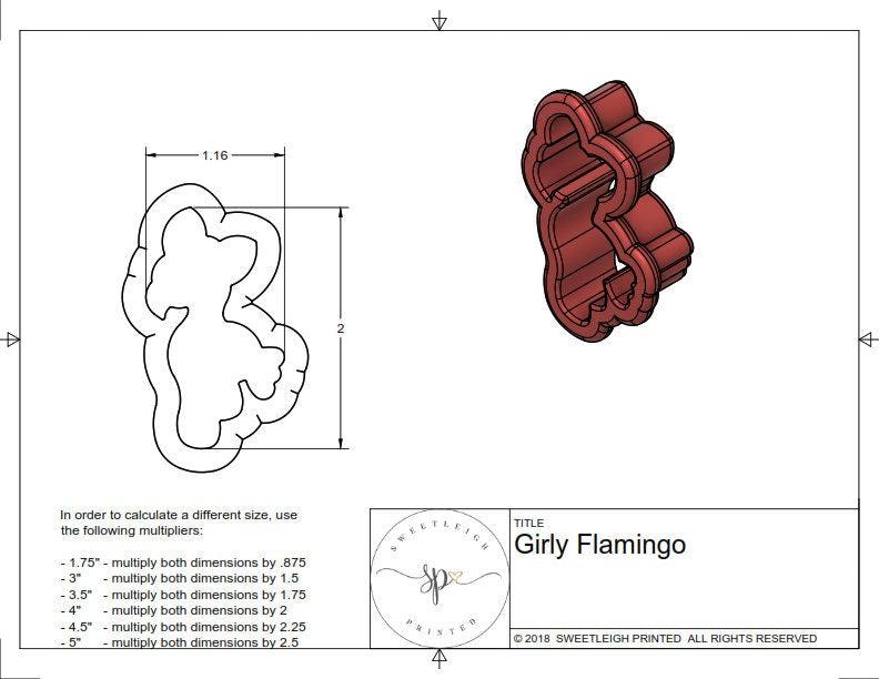Girly Flamingo Cookie Cutter - Sweetleigh 