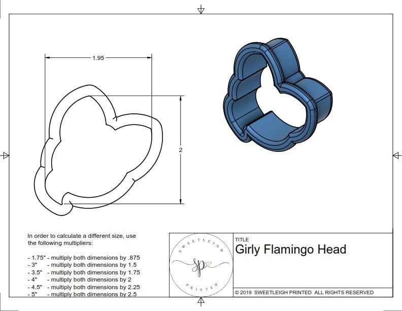 Girly Flamingo Head Cookie Cutter - Sweetleigh 