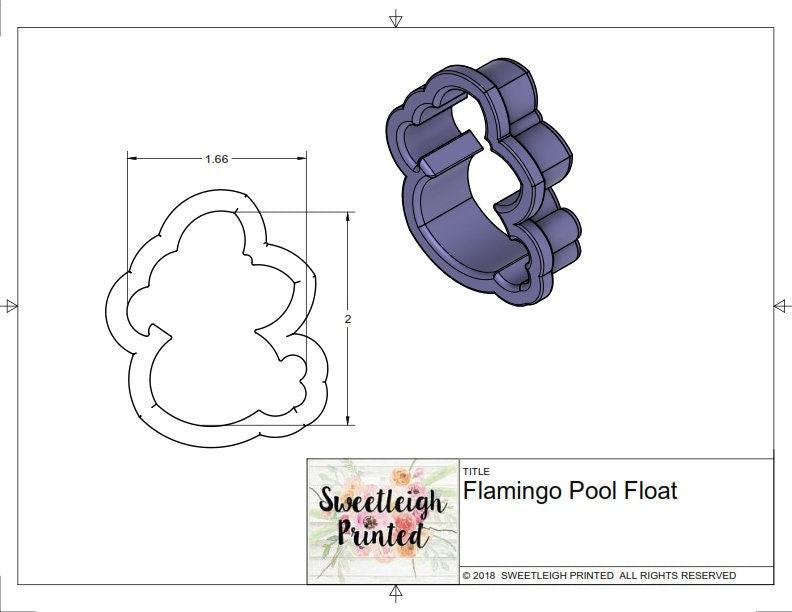Girly Flamingo Pool Float Cookie Cutter - Sweetleigh 