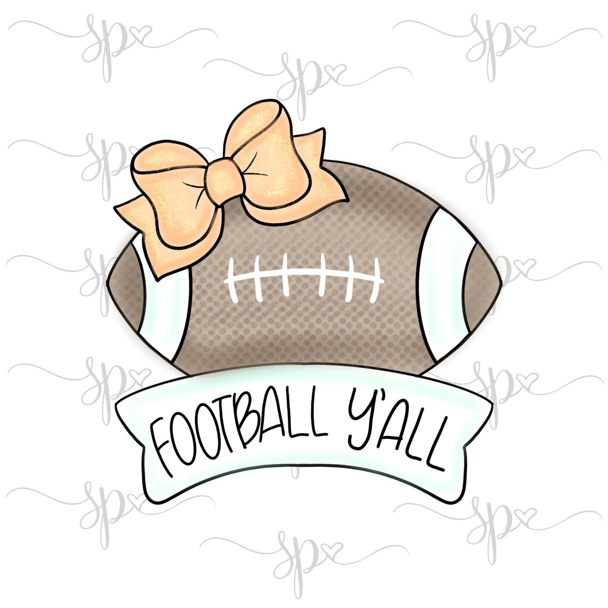 Girly Football with Banner Plaque Cookie Cutter - Sweetleigh 
