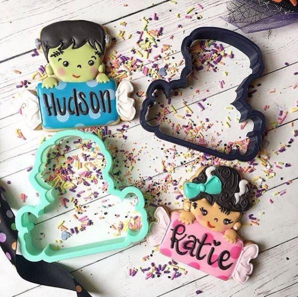 Girly Frankenstein Candy Plaque™ Cookie Cutter - Sweetleigh 