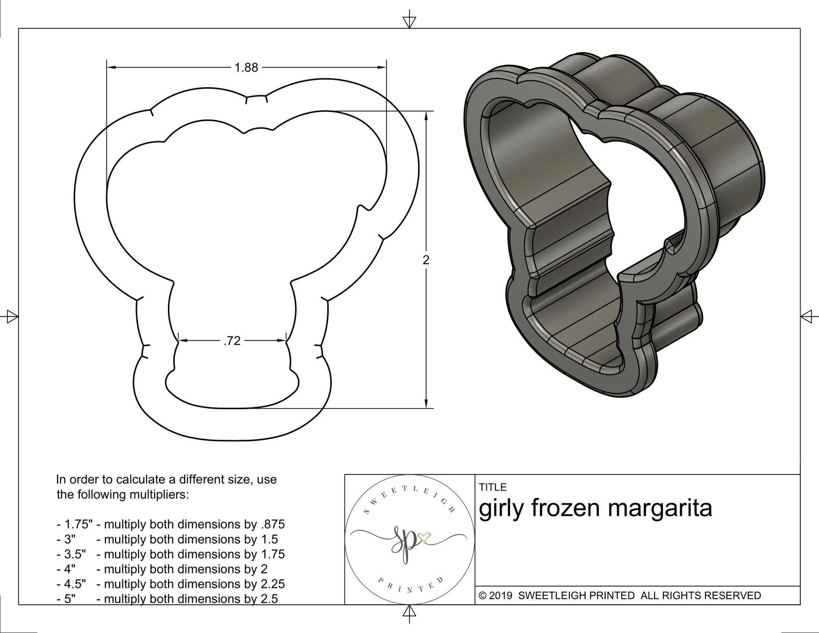 Girly Frozen Margarita Cookie Cutter - Sweetleigh 