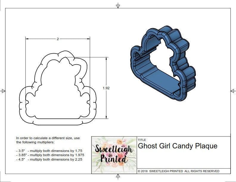Girly Ghost Candy Plaque Cookie Cutter - Sweetleigh 