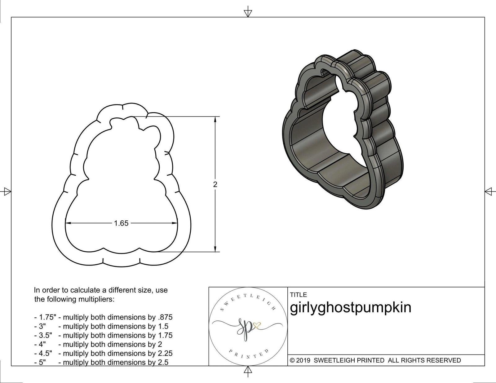 Girly Ghost Pumpkin Cookie Cutter - Sweetleigh 