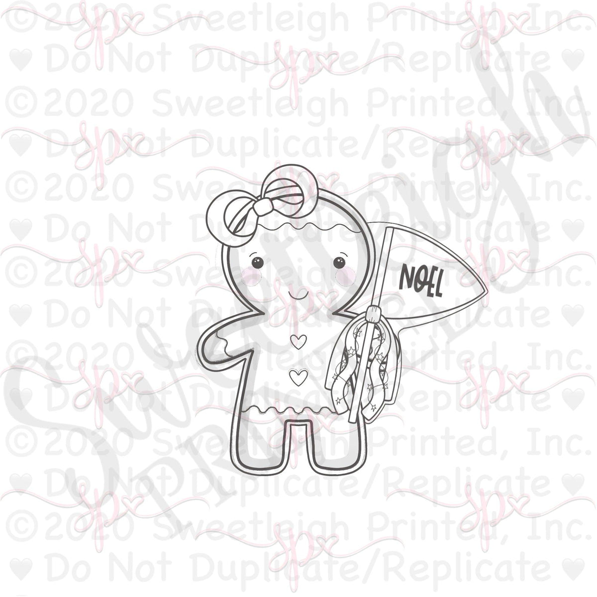 Girly Gingy with Pennant 2021 Cookie Cutter - Sweetleigh 