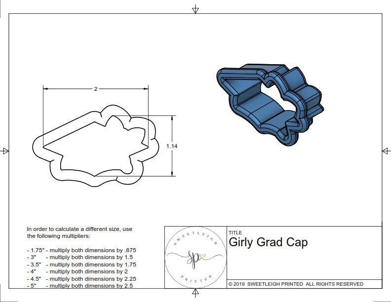 Girly Grad Cap Cookie Cutter - Sweetleigh 