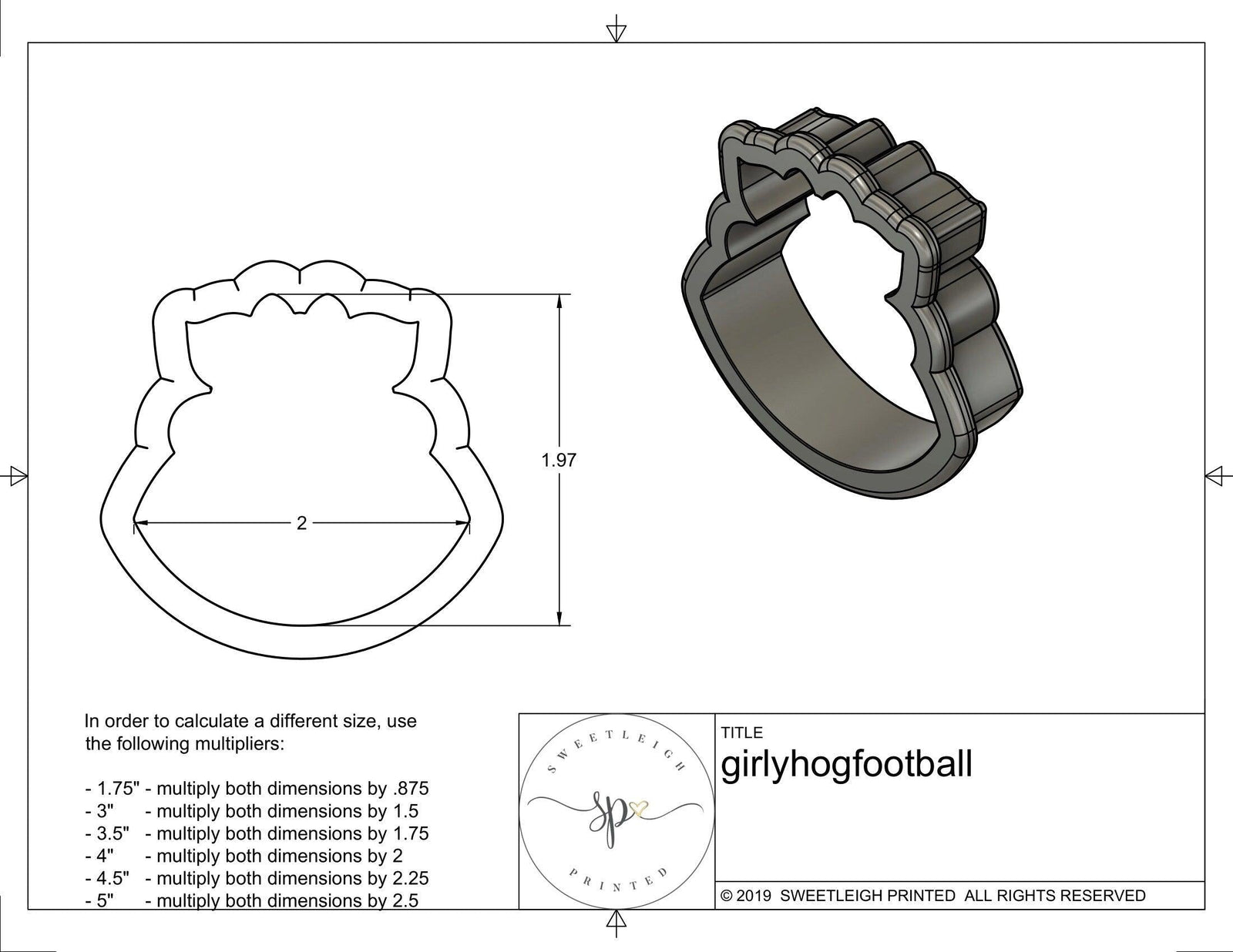 Girly Hog Football Cookie Cutter - Sweetleigh 