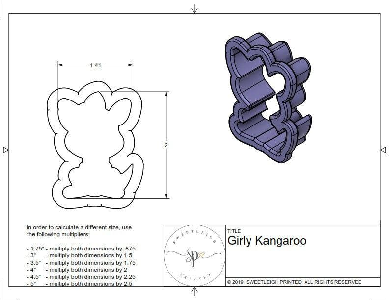 Girly Kangaroo Cookie Cutter - Sweetleigh 