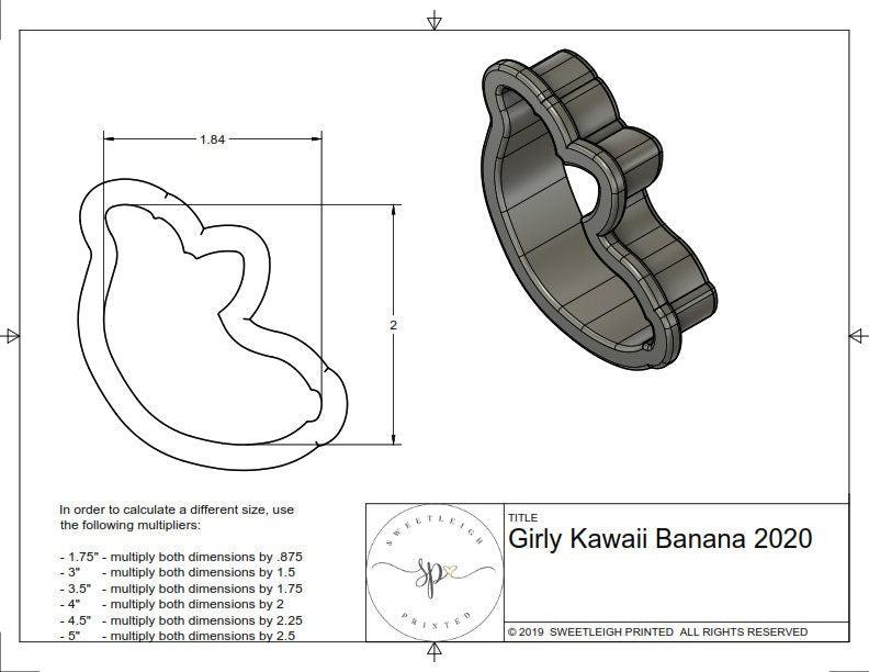 Girly Kawaii Banana 2020 Cookie Cutter - Sweetleigh 