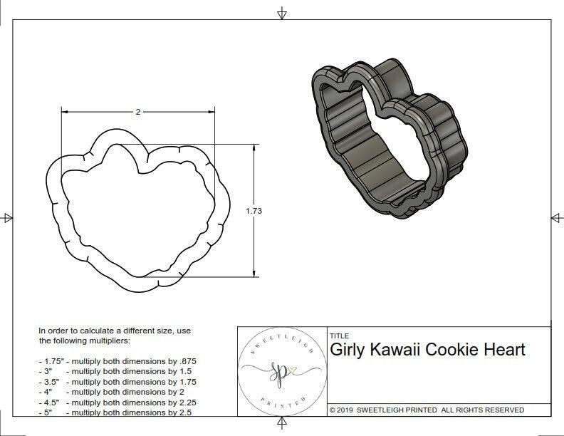 Girly Kawaii Cookie Heart Cookie Cutter - Sweetleigh 