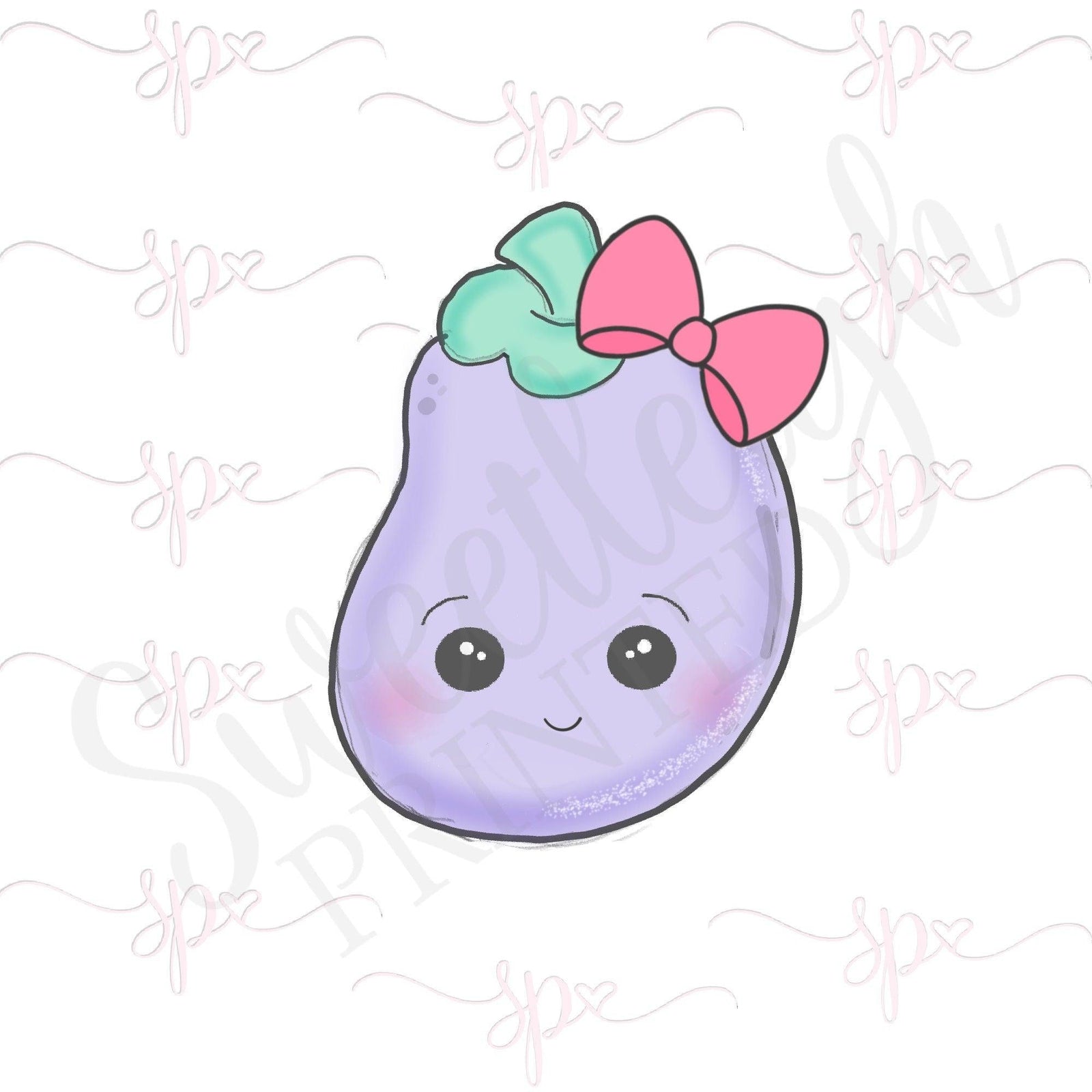 Girly Kawaii Eggplant Cookie Cutter - Sweetleigh 
