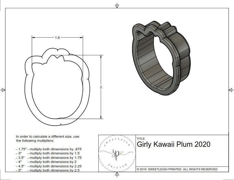 Girly Kawaii Plum 2020 Cookie Cutter - Sweetleigh 