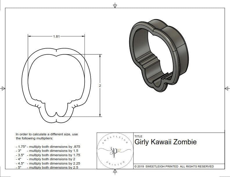 Girly Kawaii Zombie Cookie Cutter - Sweetleigh 