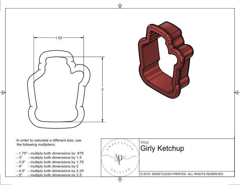 Girly Ketchup Bottle Cookie Cutter - Sweetleigh 