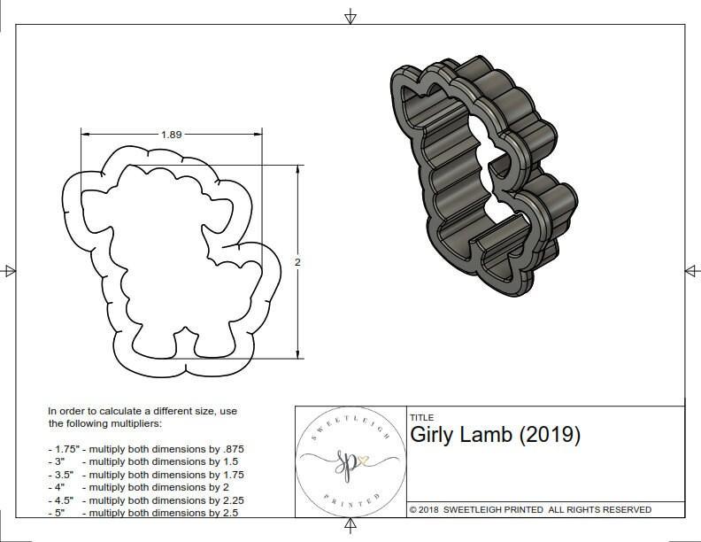 Girly Lamb 2019 Cookie Cutter - Sweetleigh 