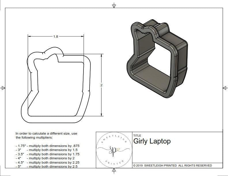 Girly Laptop Cookie Cutter - Sweetleigh 