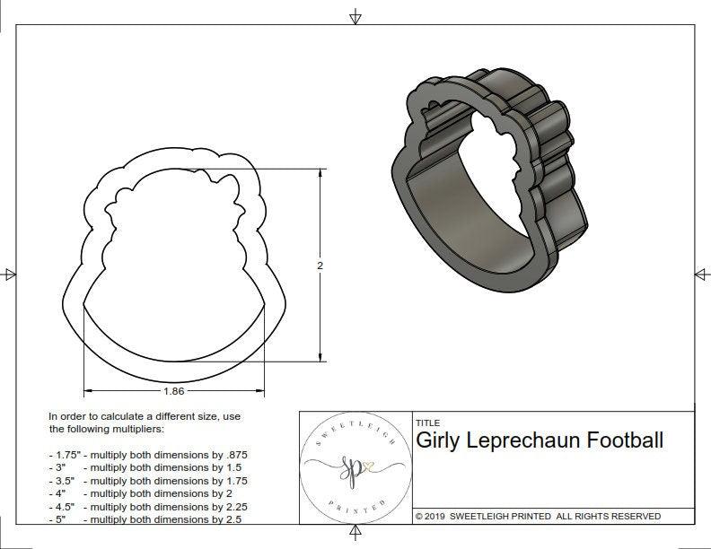 Girly Leprechaun Football Cookie Cutter - Sweetleigh 