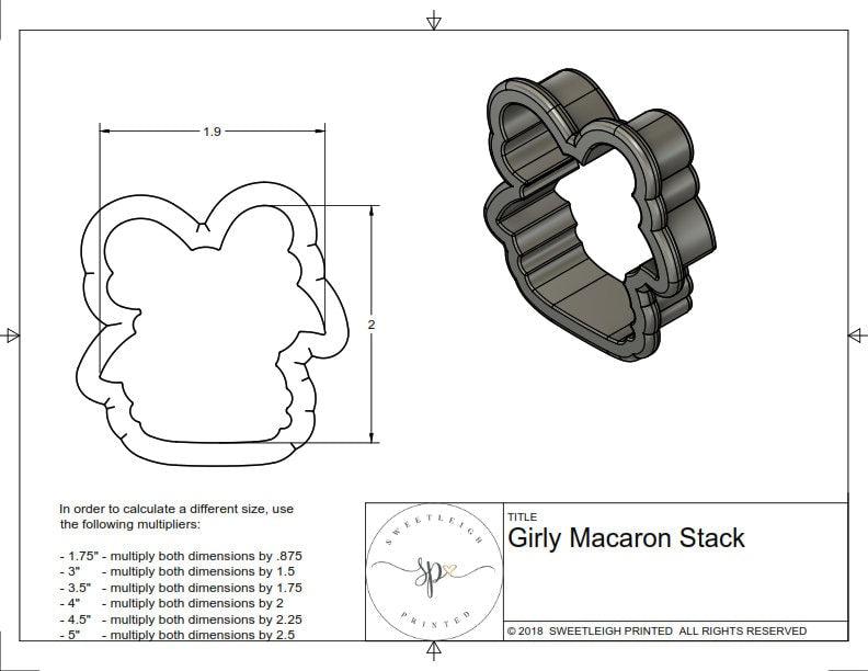 Girly Macaron Stack Cookie Cutter - Sweetleigh 
