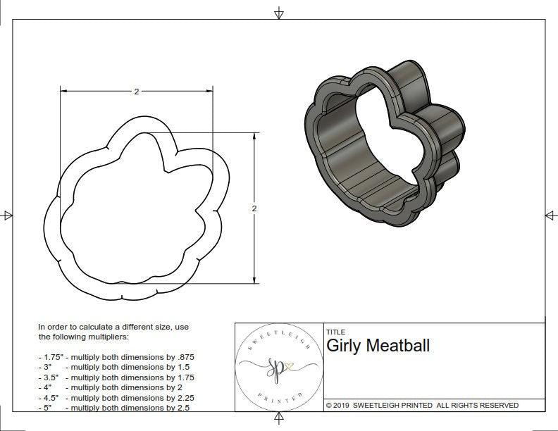 Girly Meatball Cookie Cutter - Sweetleigh 