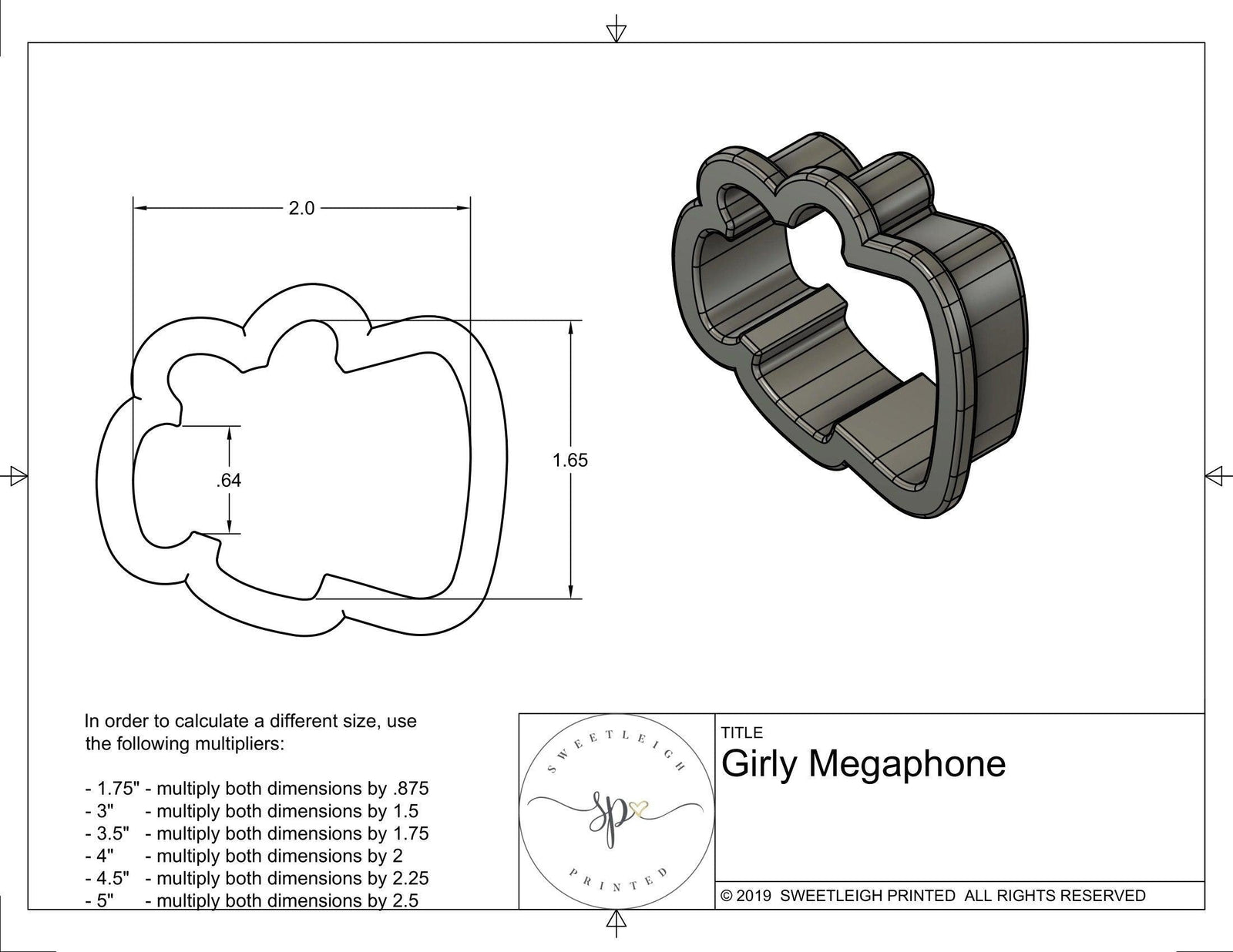 Girly Megaphone Cookie Cutter - Sweetleigh 