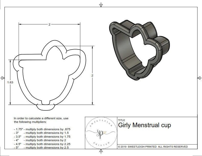 Girly Menstrual Cup Cookie Cutter - Sweetleigh 