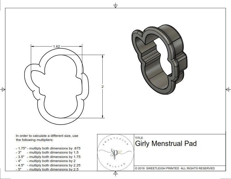 Girly Menstrual Pad Cookie Cutter - Sweetleigh 