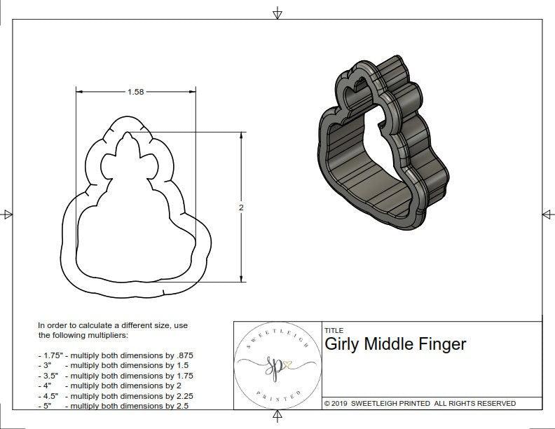 Girly Middle Finger Cookie Cutter - Sweetleigh 
