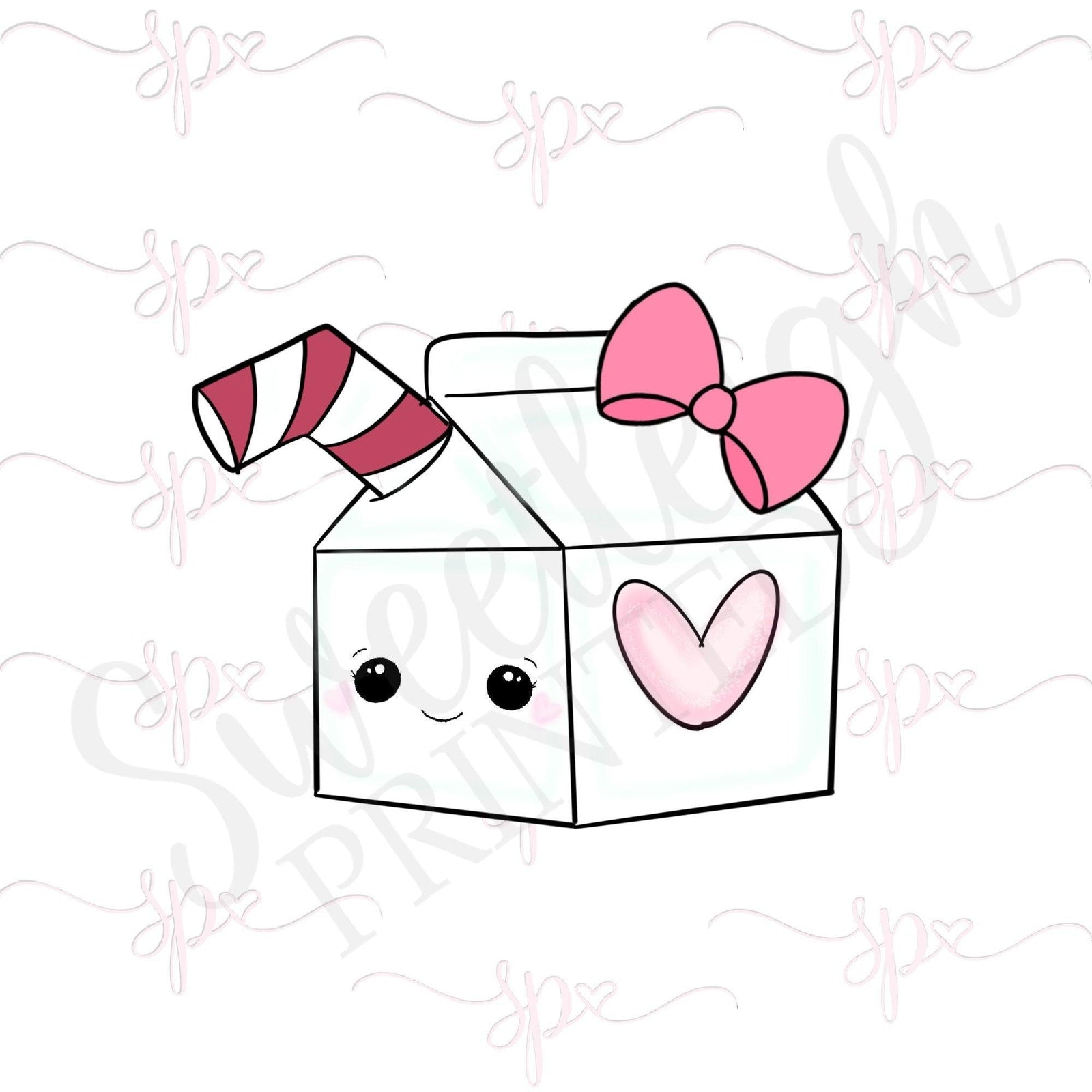 Girly Milk Carton with Straw Cookie Cutter - Sweetleigh 