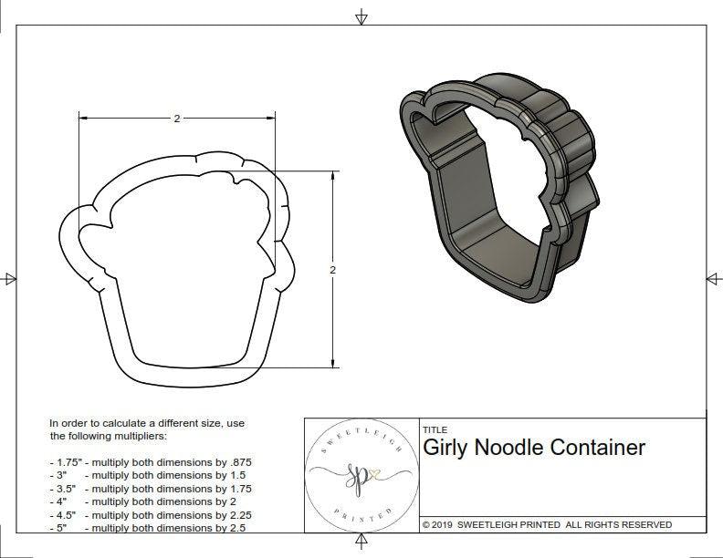 Girly Noodle Container Cookie Cutter - Sweetleigh 