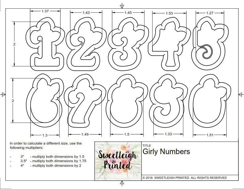 Girly Numbers Cookie Cutters - Sweetleigh 