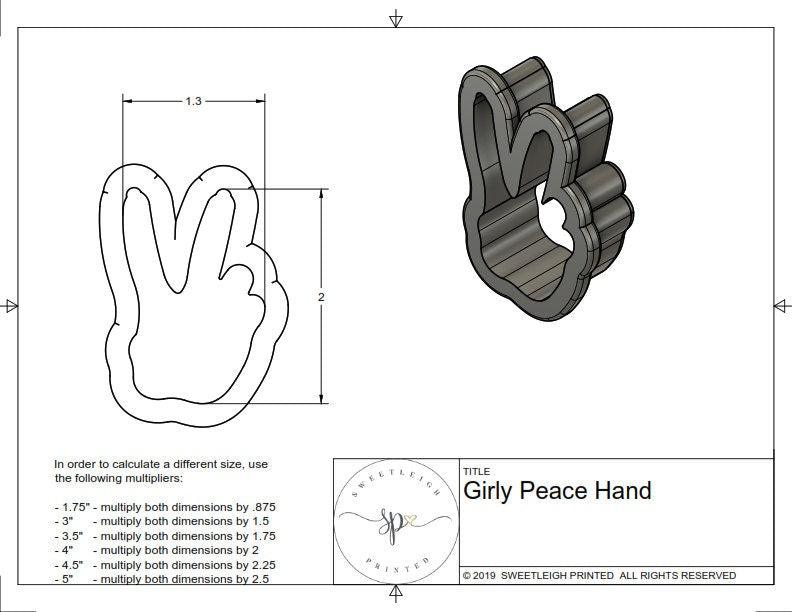Girly Peace Hand Cookie Cutter - Sweetleigh 