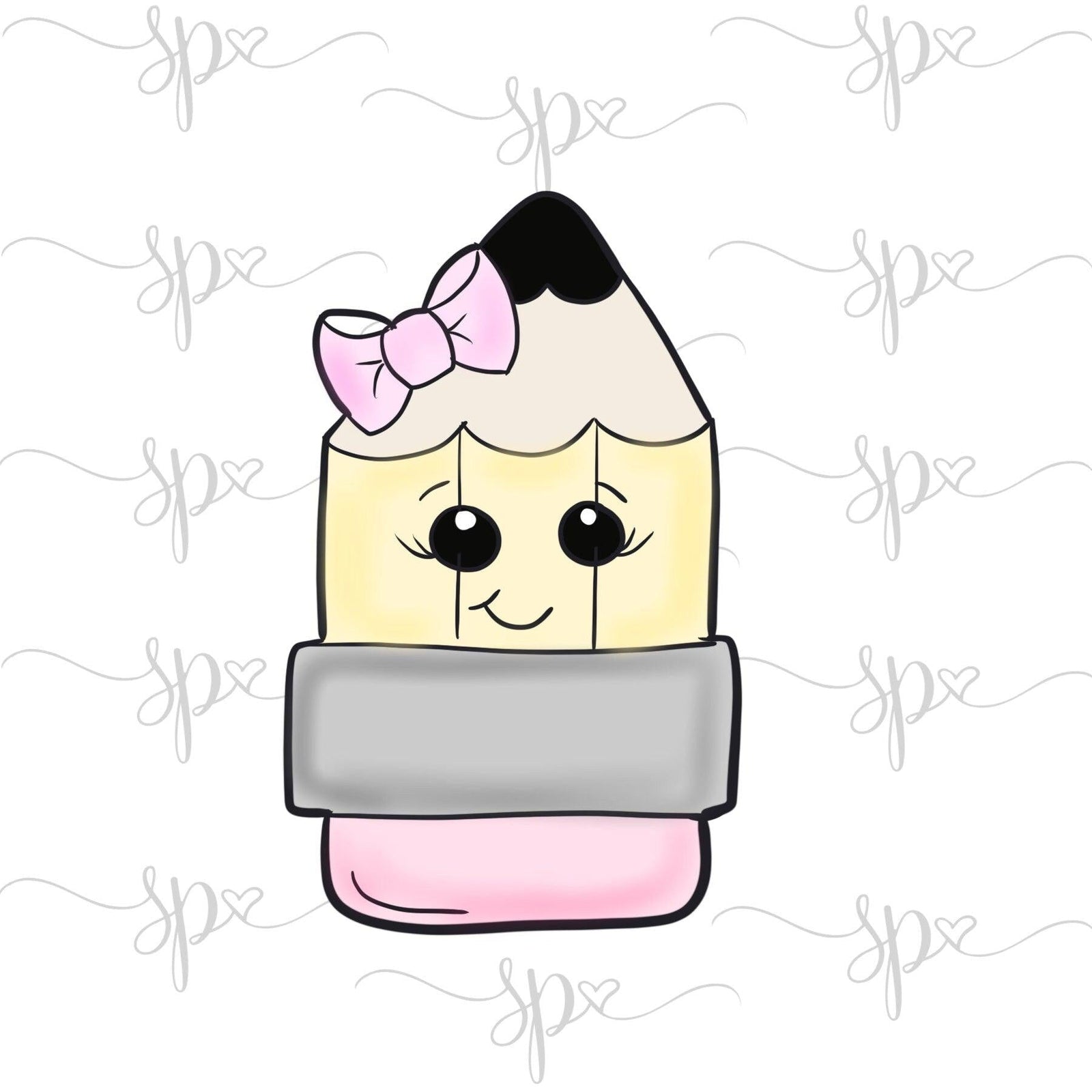 Girly Pencil Plaque Cookie Cutter - Sweetleigh 