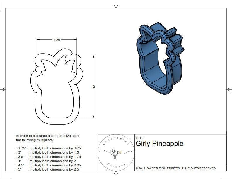 Girly Pineapple Cookie Cutter - Sweetleigh 