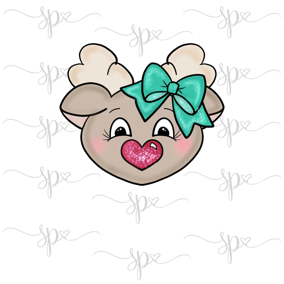Girly Plush Reindeer Face Cookie Cutter - Sweetleigh 