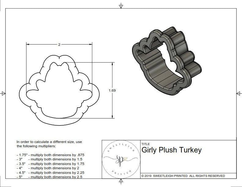 Girly Plush Turkey Cookie Cutter - Sweetleigh 