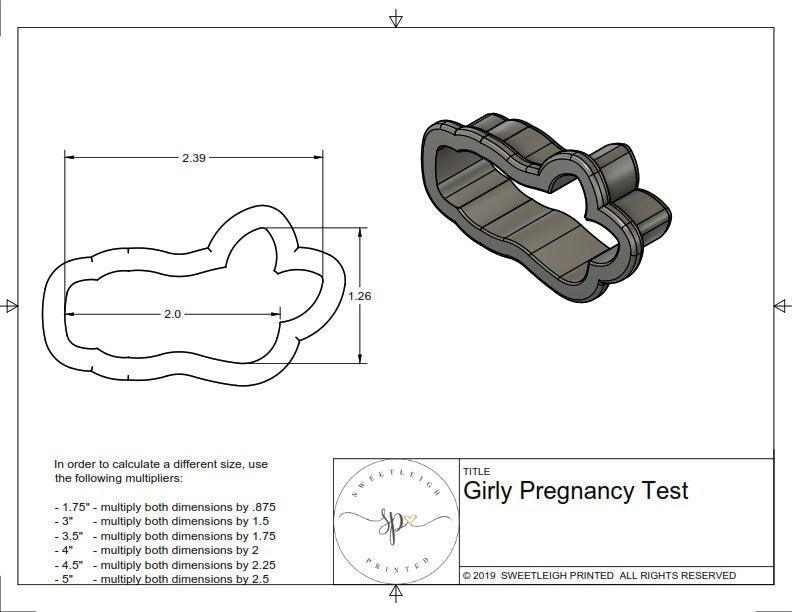 Girly Pregnancy Test Cookie Cutter - Sweetleigh 