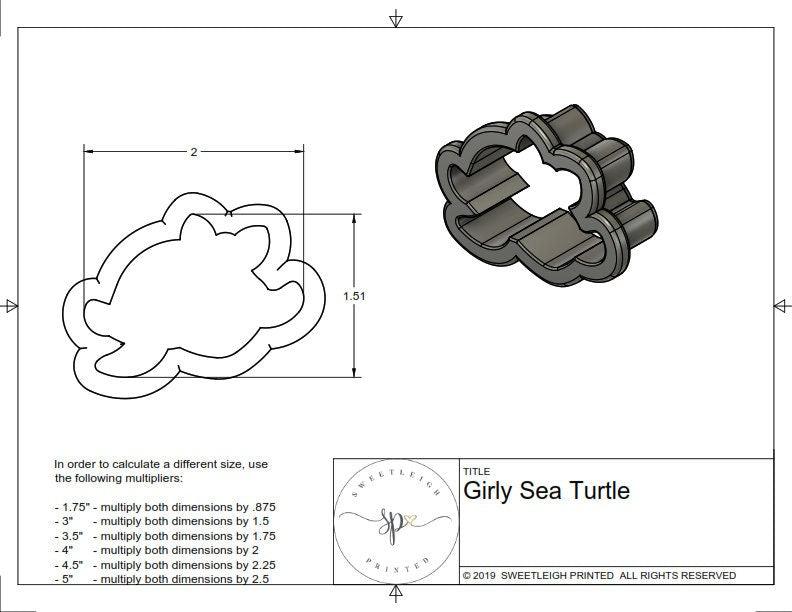 Girly Sea Turtle Cookie Cutter - Sweetleigh 