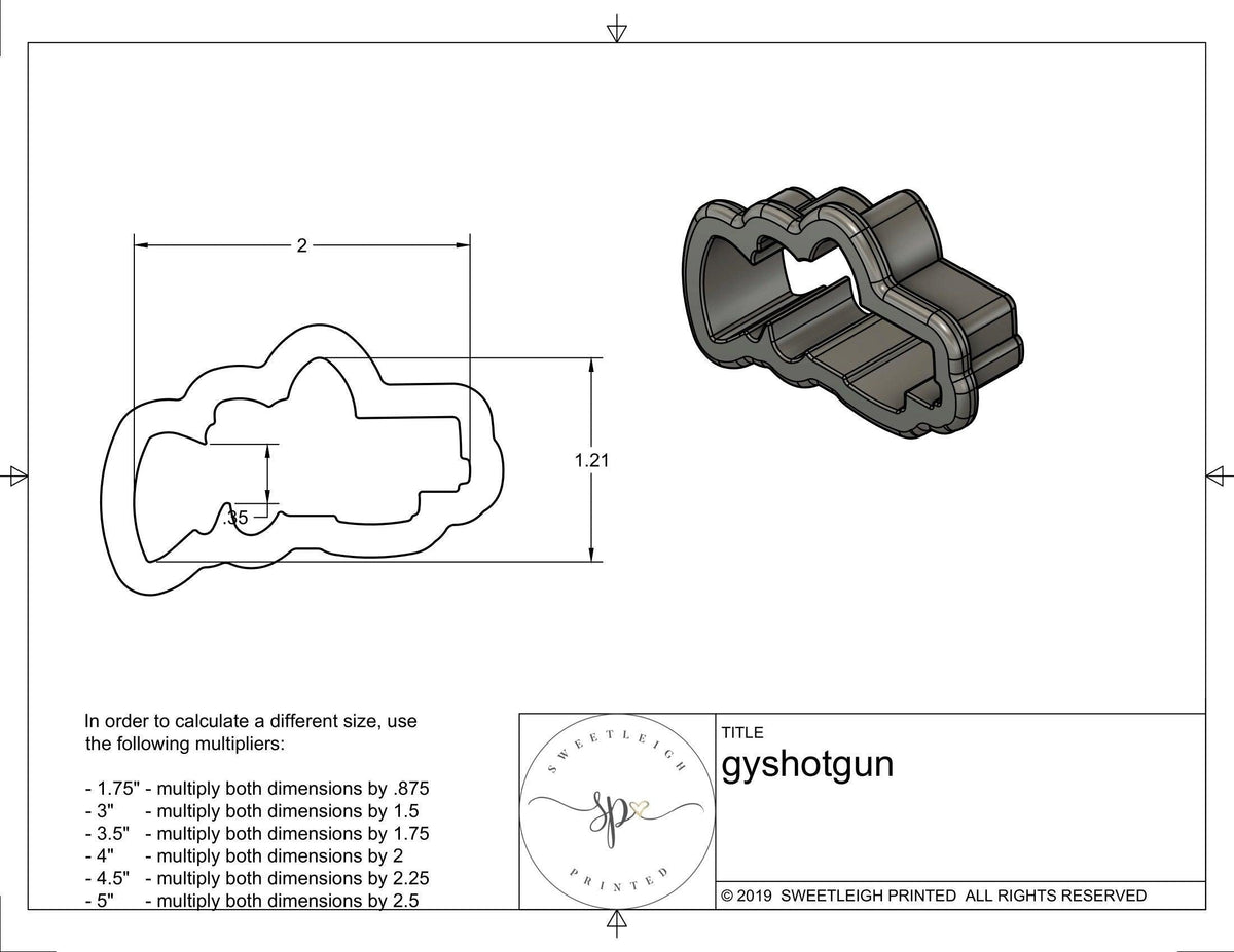 Girly Shotgun Cookie cutter - Sweetleigh 