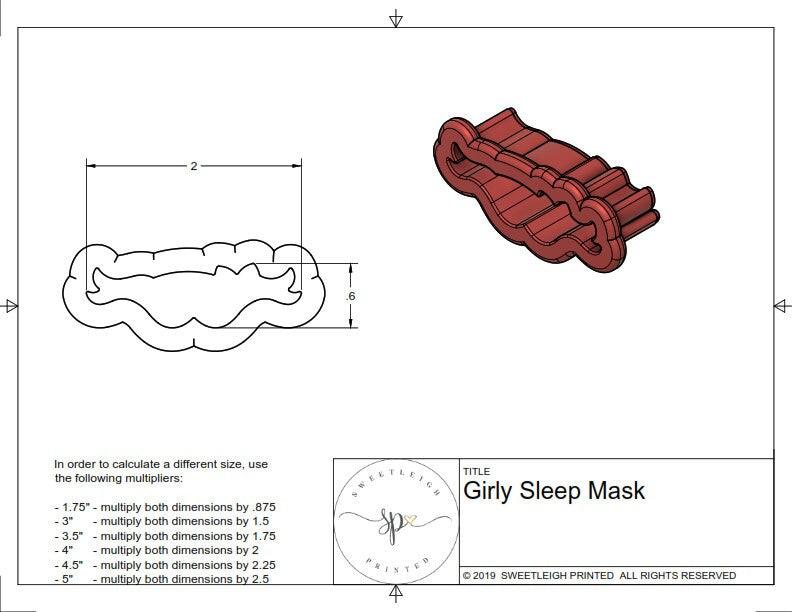 Girly Sleep Mask Cookie Cutter - Sweetleigh 