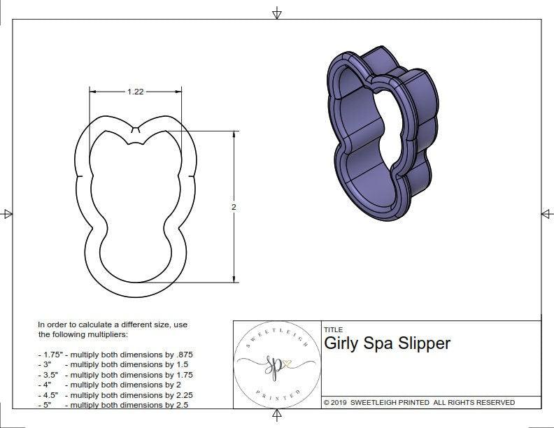 Girly Spa Slipper Cookie Cutter - Sweetleigh 