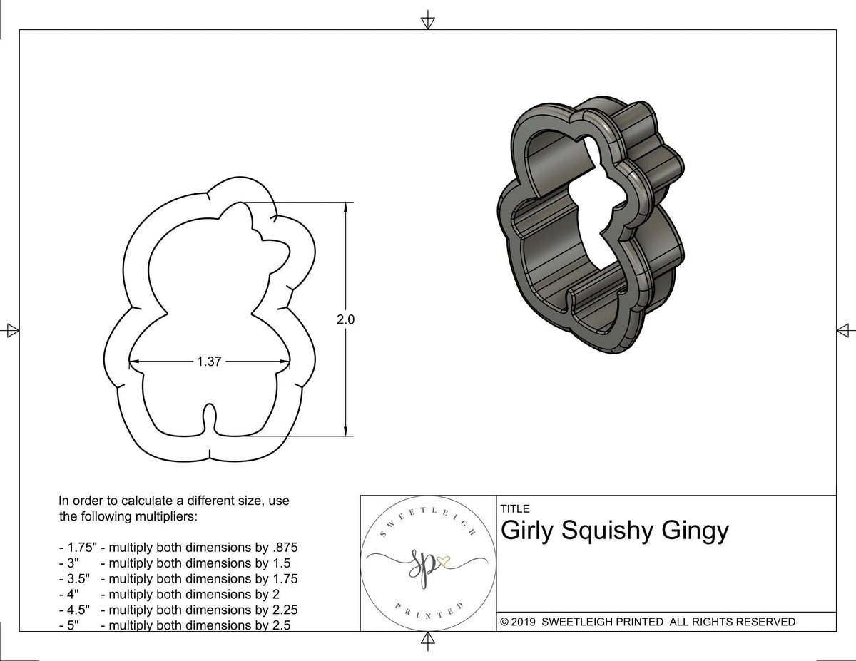 Girly Squishy Gingy Cookie Cutter - Sweetleigh 