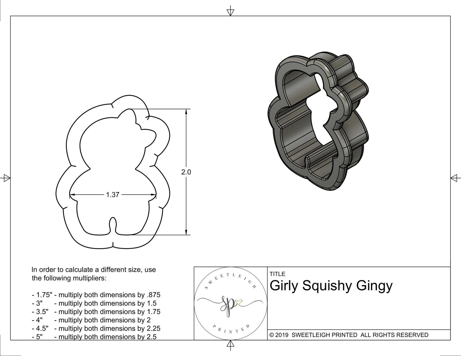 Girly Squishy Gingy Cookie Cutter - Sweetleigh 