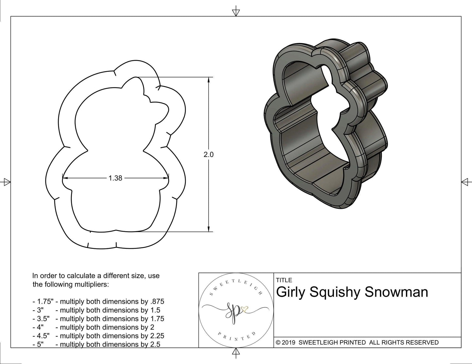 Girly Squishy Snowman Cookie Cutter - Sweetleigh 