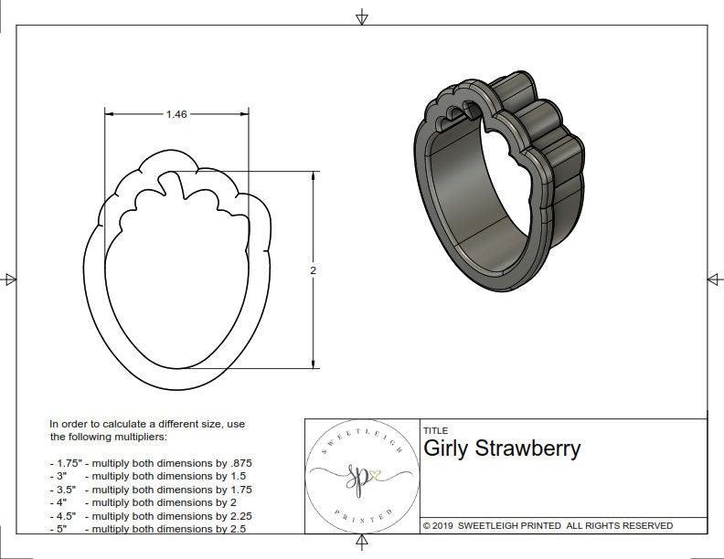 Girly Strawberry Cookie Cutter - Sweetleigh 