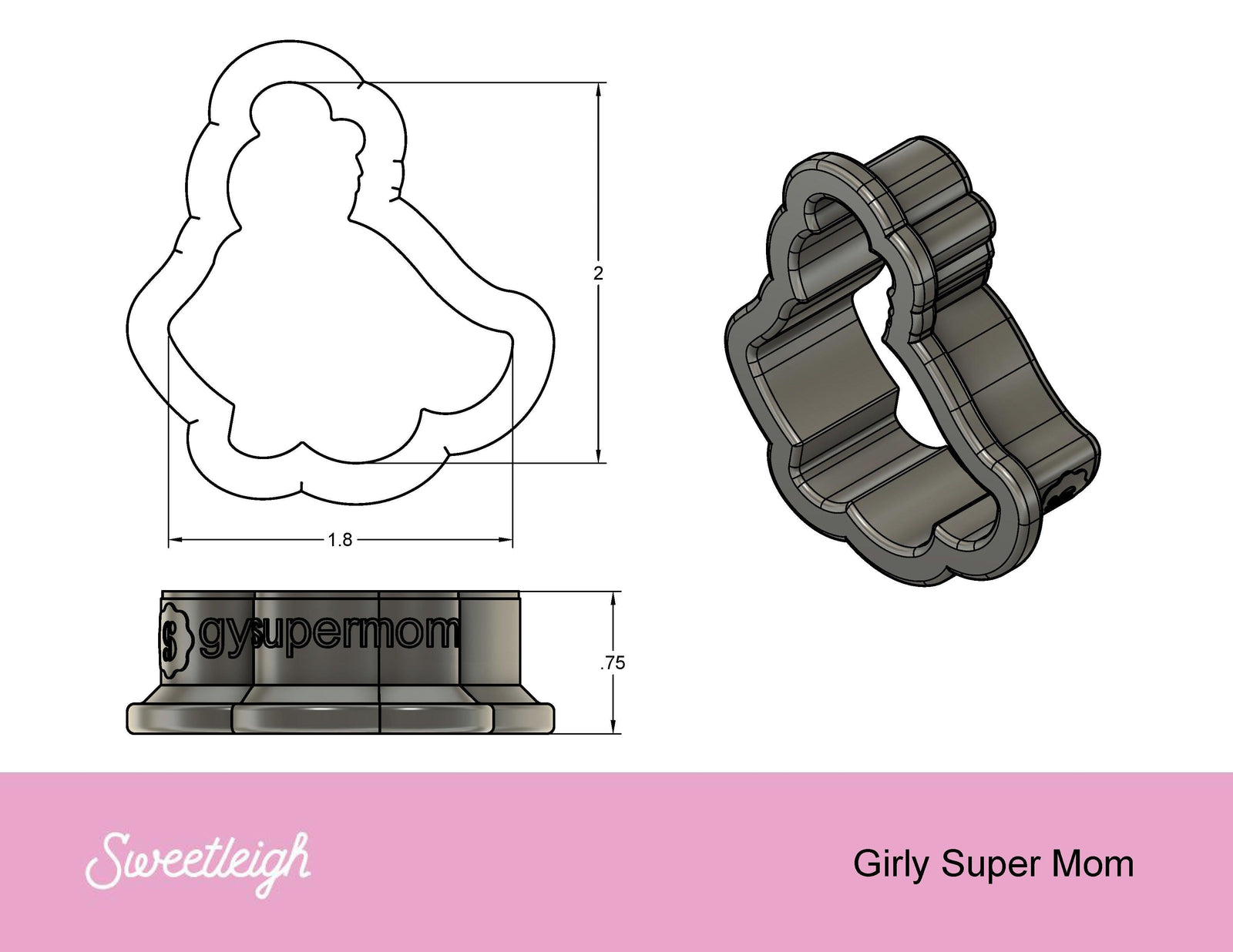 Girly Super Hero Mom Cookie Cutter - Sweetleigh 