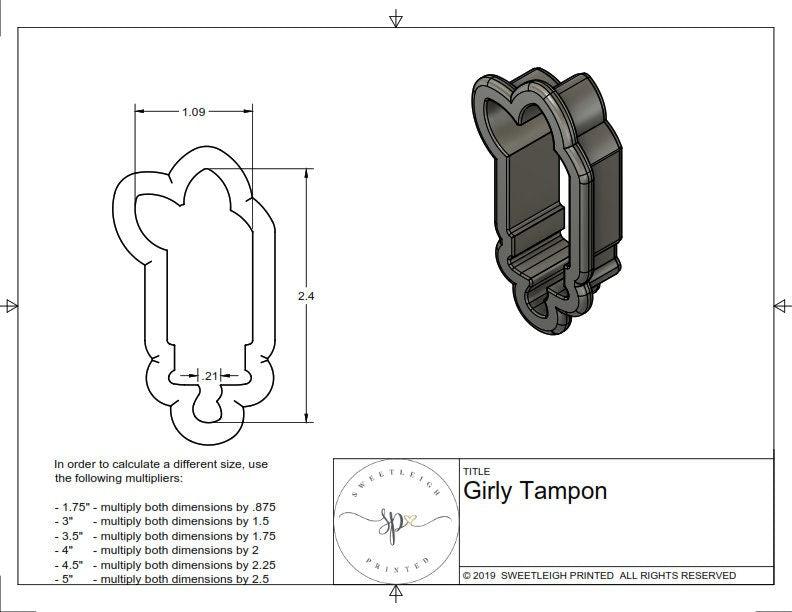 Girly Tampon Cookie Cutter - Sweetleigh 