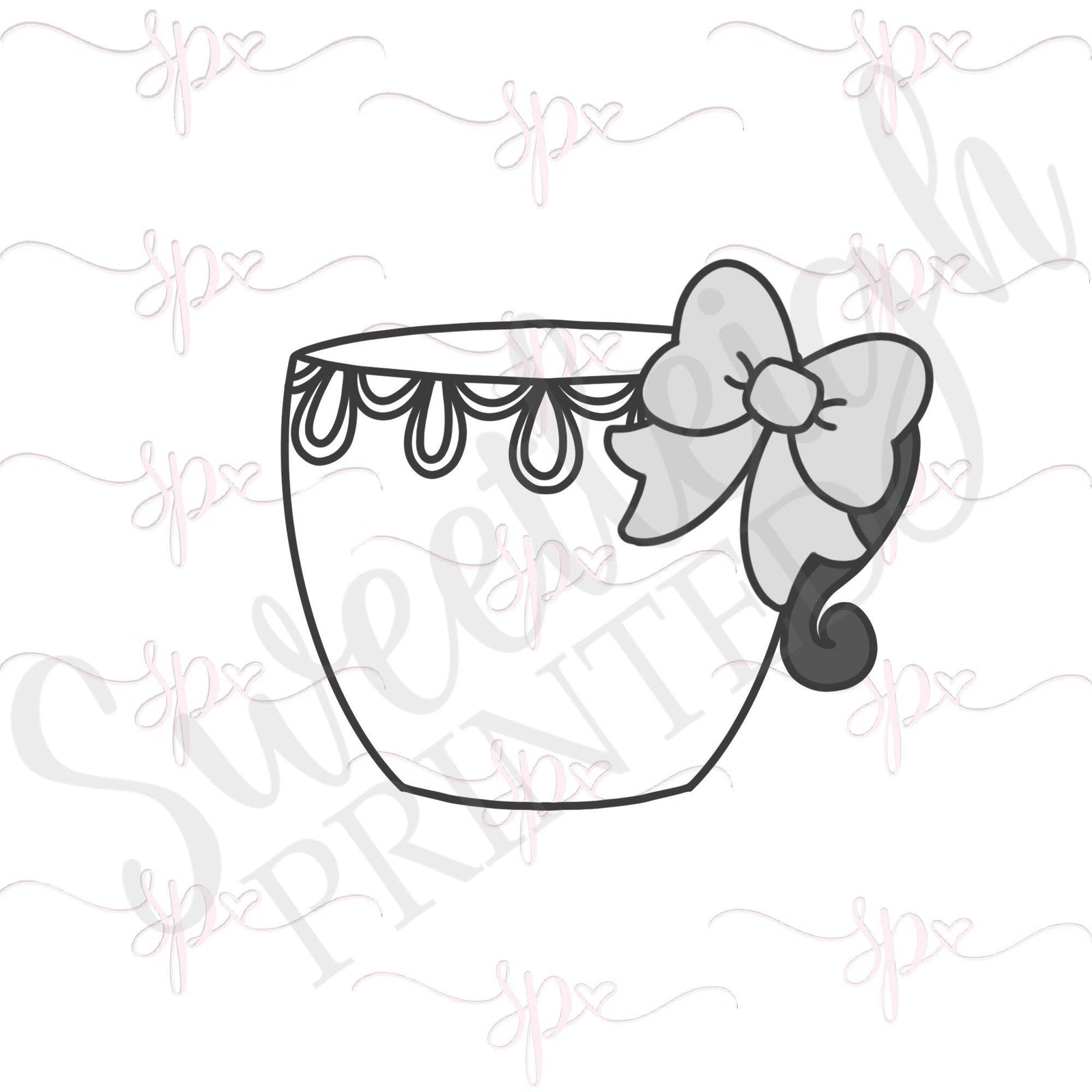 Girly Teacup 2 Cookie Cutter - Sweetleigh 