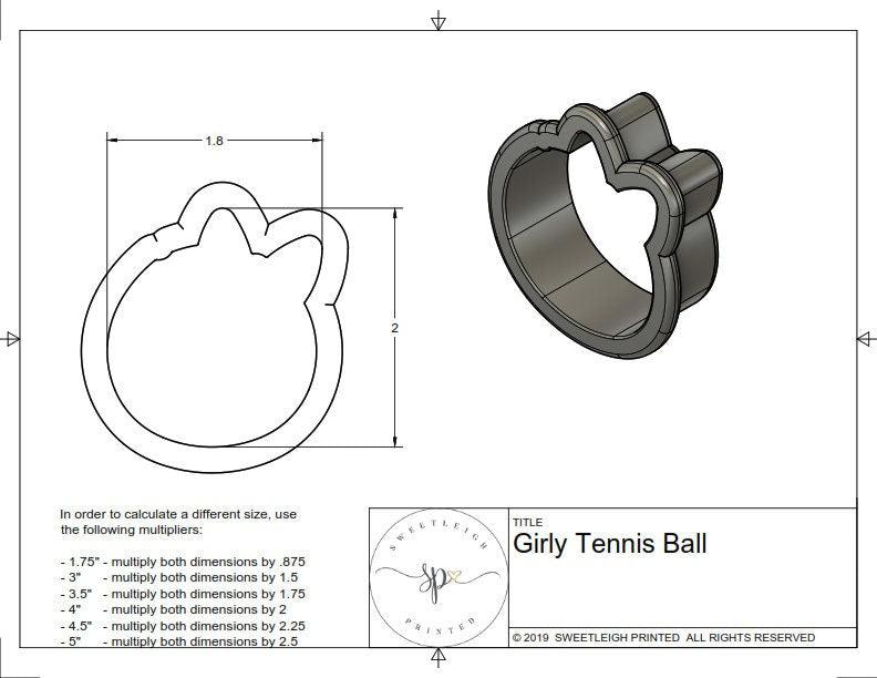 Girly Tennis Ball Cookie Cutter - Sweetleigh 