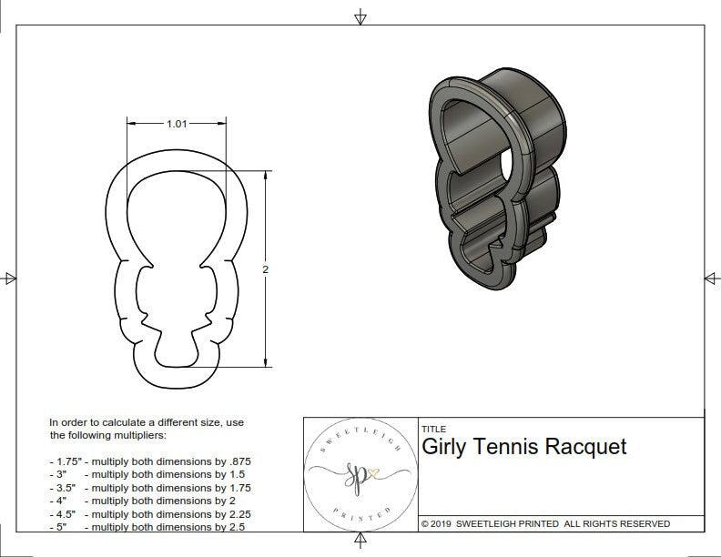 Girly Tennis Racquet Cookie Cutter - Sweetleigh 